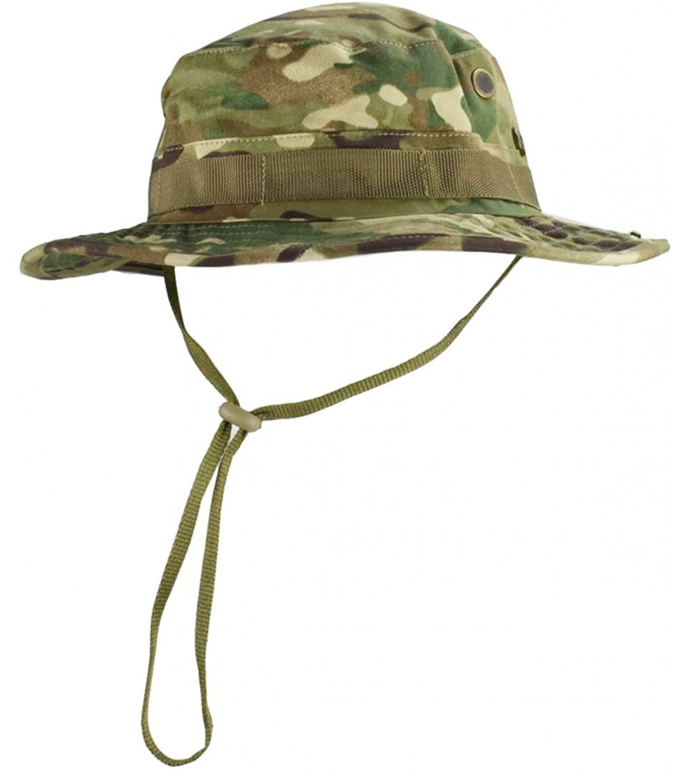 Sun Hats Men's Camo Boonie Hat Fishing Sun Hat Wide Brim Bucket Hat with Adjustable Strap - Mulicam - CW18EHML32C $11.81