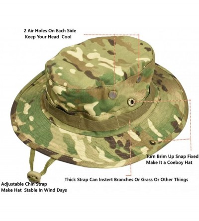 Sun Hats Men's Camo Boonie Hat Fishing Sun Hat Wide Brim Bucket Hat with Adjustable Strap - Mulicam - CW18EHML32C $11.81