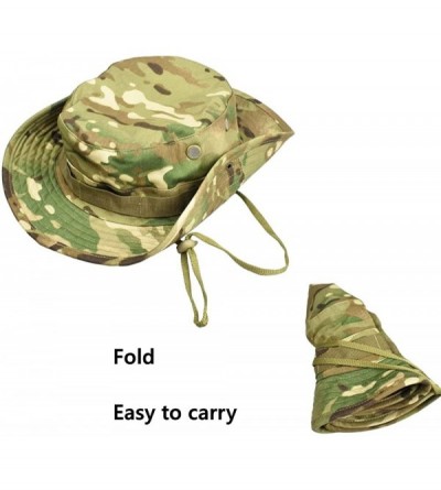 Sun Hats Men's Camo Boonie Hat Fishing Sun Hat Wide Brim Bucket Hat with Adjustable Strap - Mulicam - CW18EHML32C $11.81