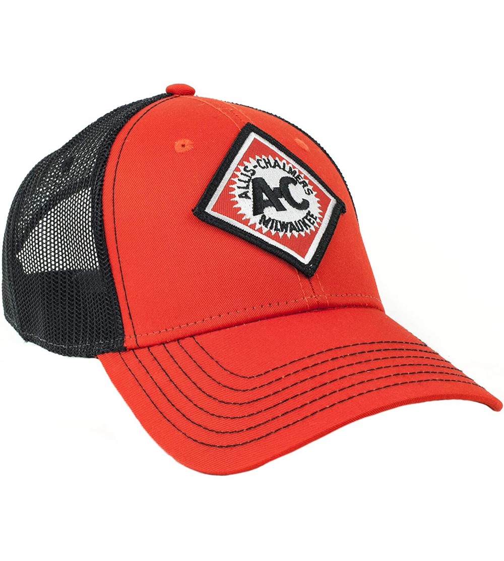 Baseball Caps Allis Chalmers Tractor Hat- Orange and Black Mesh- Vintage Logo - CO18WXMH2HS $21.03