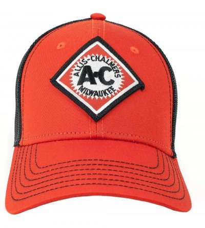 Baseball Caps Allis Chalmers Tractor Hat- Orange and Black Mesh- Vintage Logo - CO18WXMH2HS $21.03