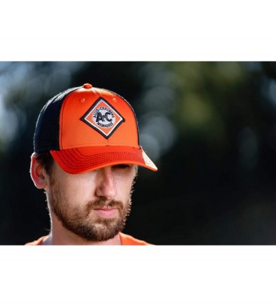 Baseball Caps Allis Chalmers Tractor Hat- Orange and Black Mesh- Vintage Logo - CO18WXMH2HS $21.03