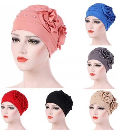 Baseball Caps Women Muslim Chemo Turban Ruffle Beanie Cap Stretch Turban Headwear - Gray - CI18HHMTLCX $9.77