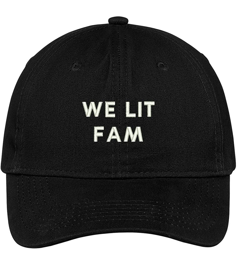 Baseball Caps We LIT Fam Embroidered Brushed Cotton Adjustable Cap Dad Hat - Black - CQ12MS0EUIT $17.36