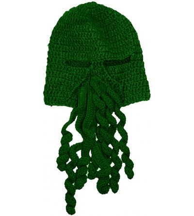 Skullies & Beanies Crochet Octopus Tentacle Beanie Hat Squid Cover Cap Knitted Beard Caps - Green - CG12NSXEXLB $8.32