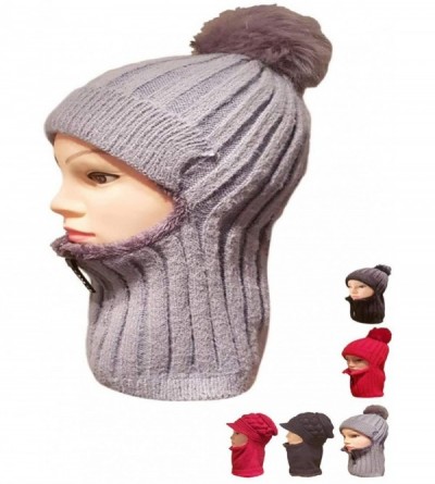 Skullies & Beanies Beanie Scarf Winter Womens Pompom - Grey a - CB194G7NWMO $12.13