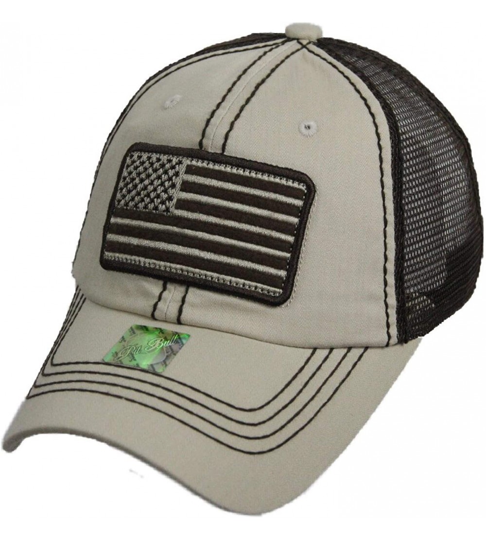 Baseball Caps US Flag Baseball Cap USA Mesh Trucker Fashion Hipster Golf Hiking Camping Hat - Stone - CD18U2N3GLO $16.62