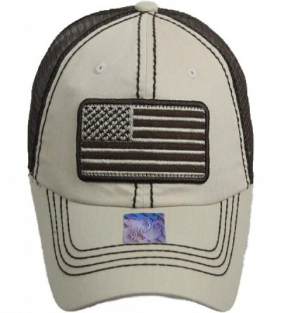 Baseball Caps US Flag Baseball Cap USA Mesh Trucker Fashion Hipster Golf Hiking Camping Hat - Stone - CD18U2N3GLO $16.62