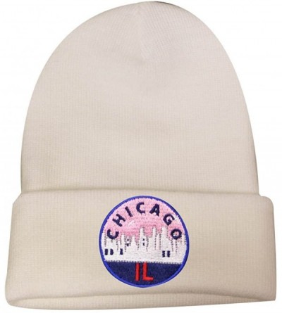 Skullies & Beanies Sk901 Chicago Patch Basic Winter Beanie Hats - White - CN1864YS66Y $11.24