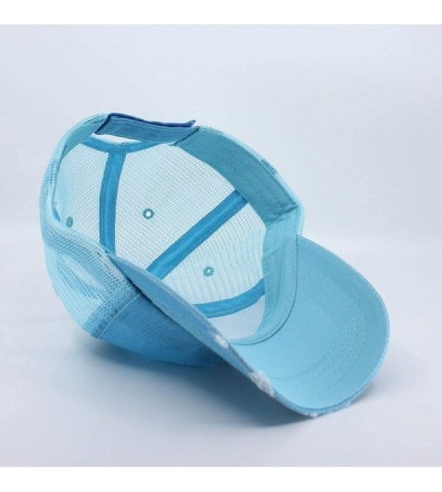 Baseball Caps Washed Cotton Unstructured Soft Mesh Adjustable Trucker Baseball Cap - Aqua - CA180XUQ4SW $12.19