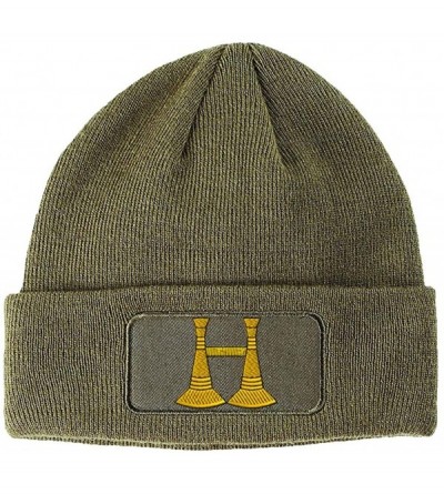 Skullies & Beanies Custom Patch Beanie Firefighter Captain Symbol Embroidery Acrylic - Olive Green - CB18A6DQINL $15.60