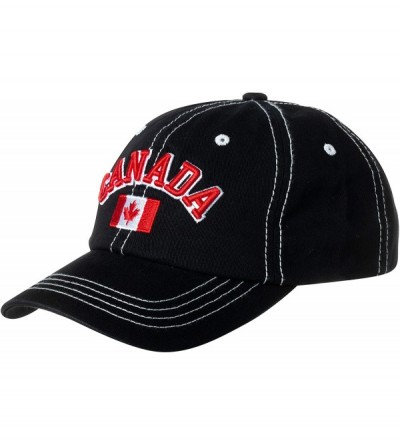 Baseball Caps Canada Maple Leaf National Canadian Pride Hat - 100% Acrylic Embroidered Cap - Black/White Stitching - CE18X5T2...