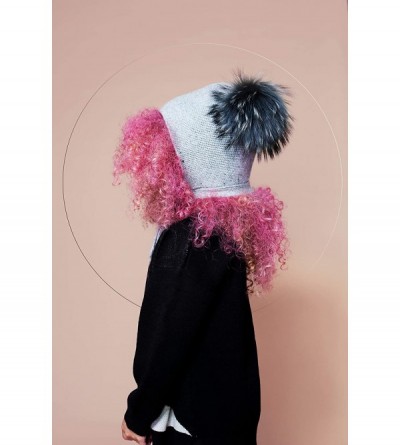 Skullies & Beanies Women's and Girls Ribbed Slouchy Beanie Warm Winter Hat Large Genuine Fur Pompom - Grey - C0192Z69AWA $29.76