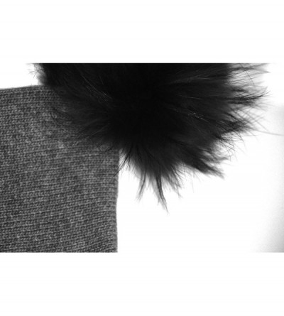 Skullies & Beanies Women's and Girls Ribbed Slouchy Beanie Warm Winter Hat Large Genuine Fur Pompom - Grey - C0192Z69AWA $29.76