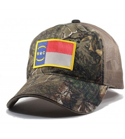 Baseball Caps Men's North Carolina Flag Patch Camo Trucker Hat - Realtree - CU129XJERU9 $28.46