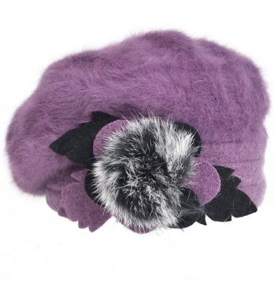 Berets Lady French Beret Wool Beret Chic Beanie Winter Hat Jf-br022 - Br022-dark Purple Angora - C212OC0SCR0 $15.47