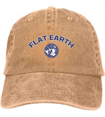 Skullies & Beanies Unisex Flat Earth Society Vintage Washed Dad Hat Funny Adjustable Baseball Cap - Natural - CP18HWKA650 $13.59