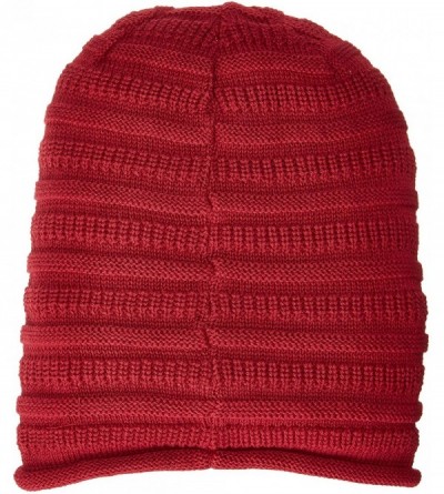 Skullies & Beanies Thin Slouchy Beanie for Men and Women - Chunky Knit Style - 100% Cotton - Burgundy - C918NOUL0SH $9.10