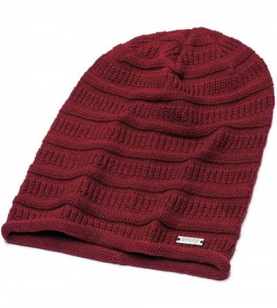 Skullies & Beanies Thin Slouchy Beanie for Men and Women - Chunky Knit Style - 100% Cotton - Burgundy - C918NOUL0SH $9.10