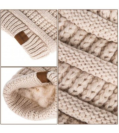 Skullies & Beanies Womens Winter Slouchy Beanie Hat- Knit Warm Fleece Lined Thick Thermal Soft Ski Cap with Pom Pom - C418X8Y...