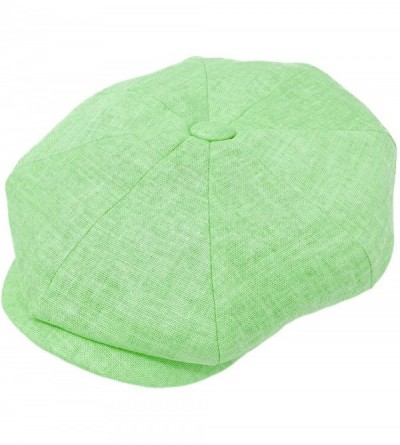 Newsboy Caps Men's 100% Linen Snap Front Newsboy Drivers Cabbie Gatsby Apple Cap Hat - Solid Mint - CY1962SQM5W $22.45