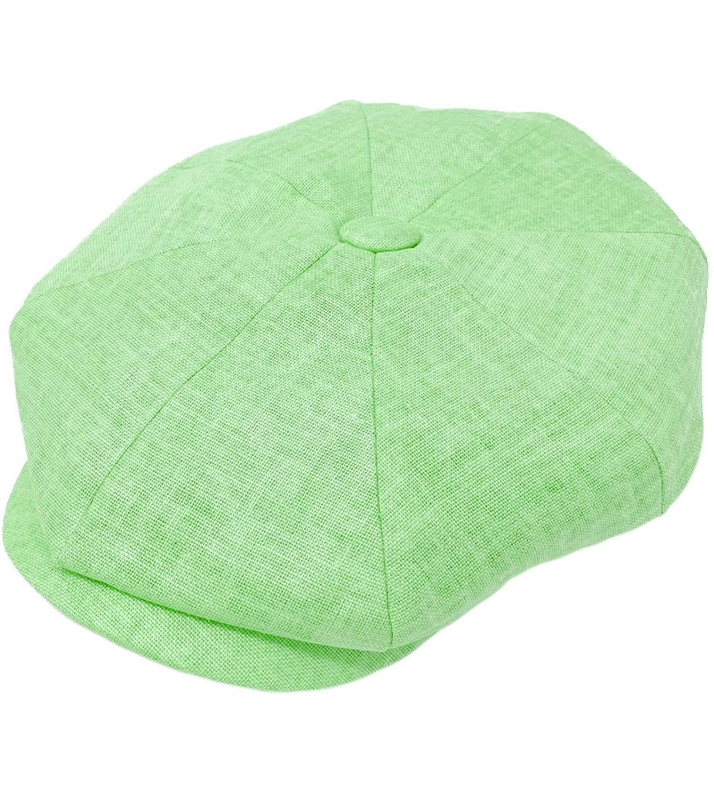 Newsboy Caps Men's 100% Linen Snap Front Newsboy Drivers Cabbie Gatsby Apple Cap Hat - Solid Mint - CY1962SQM5W $22.45