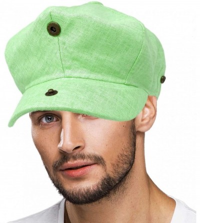 Newsboy Caps Men's 100% Linen Snap Front Newsboy Drivers Cabbie Gatsby Apple Cap Hat - Solid Mint - CY1962SQM5W $22.45