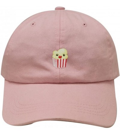 Baseball Caps Cute Popcorn Cotton Baseball Dad Cap - Pink - C2182LMRTLZ $11.59