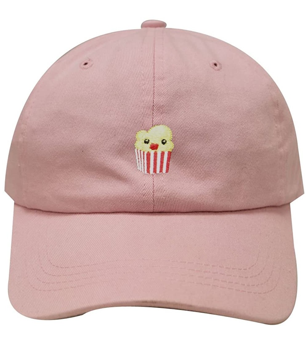 Baseball Caps Cute Popcorn Cotton Baseball Dad Cap - Pink - C2182LMRTLZ $11.59