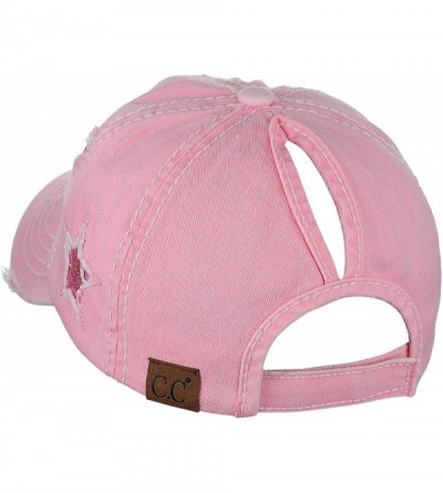 Baseball Caps Ponycap Messy High Bun Ponytail Adjustable Glitter Star Distressed Baseball Cap Hat - Light Pink - CD18RNOIYQD ...