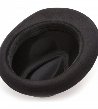 Fedoras Classic Trilby Short Brim 100% Cotton Twill Fedora Hat with Band - Black - CB182XLLAHX $17.13