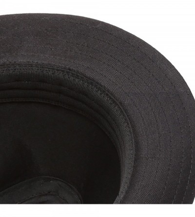 Fedoras Classic Trilby Short Brim 100% Cotton Twill Fedora Hat with Band - Black - CB182XLLAHX $17.13