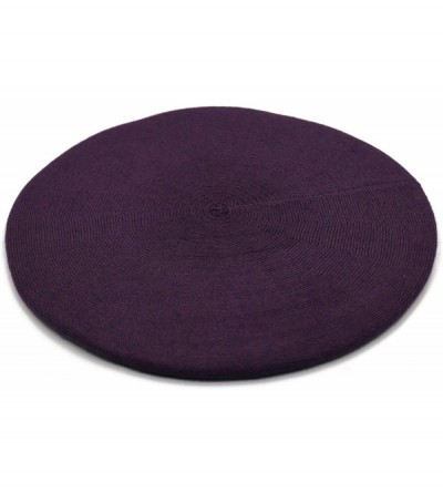 Berets French Beret Hat-Reversible Solid Color Cashmere Beret Cap for Womens Girls Lady Adults - Purple - CX193OZLSGK $19.76