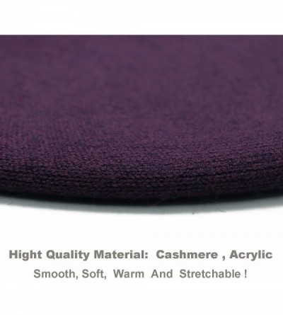 Berets French Beret Hat-Reversible Solid Color Cashmere Beret Cap for Womens Girls Lady Adults - Purple - CX193OZLSGK $19.76