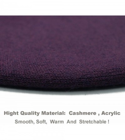 Berets French Beret Hat-Reversible Solid Color Cashmere Beret Cap for Womens Girls Lady Adults - Purple - CX193OZLSGK $19.76