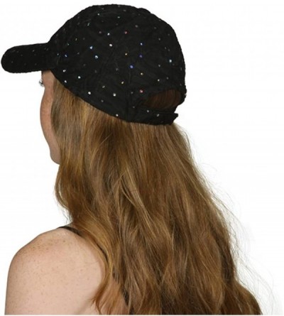 Baseball Caps Womens Sequin Trim Baseball Cap - Black - CK11THI92LV $7.78