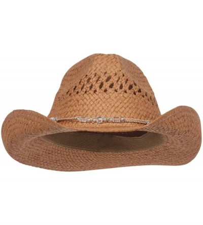 Cowboy Hats Womens Straw Outback Toyo Cowboy Hat - Brown - CP111QRKZ0D $33.24