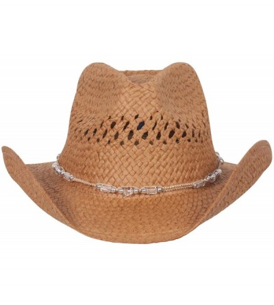 Cowboy Hats Womens Straw Outback Toyo Cowboy Hat - Brown - CP111QRKZ0D $18.38