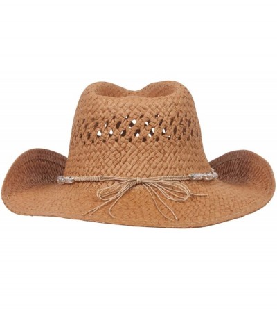 Cowboy Hats Womens Straw Outback Toyo Cowboy Hat - Brown - CP111QRKZ0D $18.38