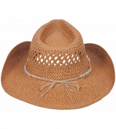 Cowboy Hats Womens Straw Outback Toyo Cowboy Hat - Brown - CP111QRKZ0D $18.38