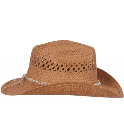 Cowboy Hats Womens Straw Outback Toyo Cowboy Hat - Brown - CP111QRKZ0D $18.38