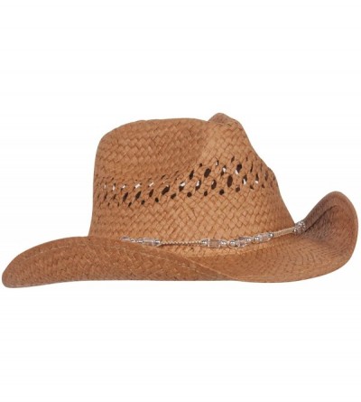 Cowboy Hats Womens Straw Outback Toyo Cowboy Hat - Brown - CP111QRKZ0D $18.38