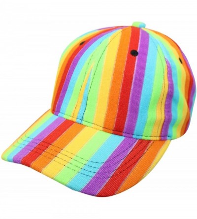 Baseball Caps Rainbow Striped Baseball Cap Hat - CA110JODL0F $18.49