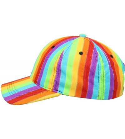 Baseball Caps Rainbow Striped Baseball Cap Hat - CA110JODL0F $8.50