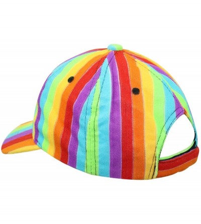 Baseball Caps Rainbow Striped Baseball Cap Hat - CA110JODL0F $8.50