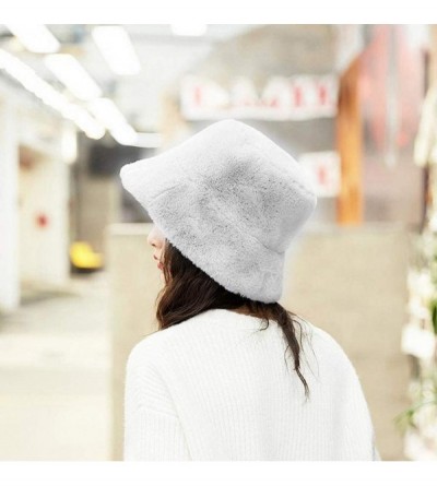 Bucket Hats Ladies Winter Bucket Hat Cute and Warm Caps Hunting Fishing Top Women Fisherman Hat - Silver - CV18YEU28I5 $8.68