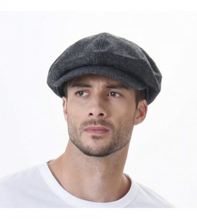 Newsboy Caps Newsboy Hat Wool Felt Simple Gatsby Ivy Cap SL3525 - Black - CG12NRIF8A7 $22.34