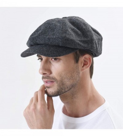 Newsboy Caps Newsboy Hat Wool Felt Simple Gatsby Ivy Cap SL3525 - Black - CG12NRIF8A7 $22.34