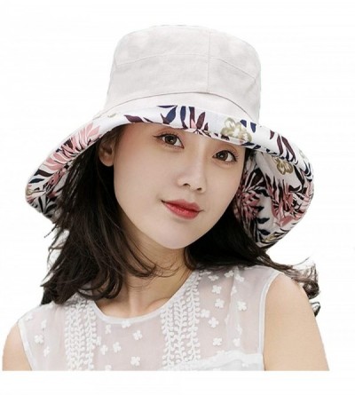 Sun Hats Floppy Brim Sun Hat UPF 50+ Cotton Wide Brim Beach Sun Protection Cap Adjustable Chin Strap Hat - 0822 Beige - CE18E...