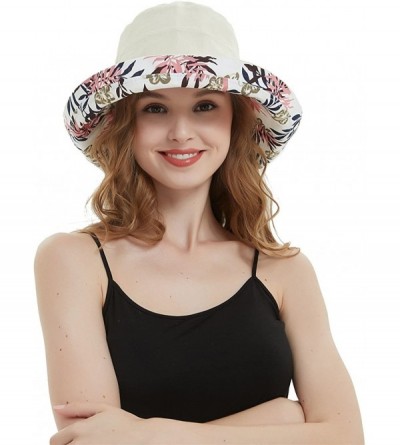 Sun Hats Floppy Brim Sun Hat UPF 50+ Cotton Wide Brim Beach Sun Protection Cap Adjustable Chin Strap Hat - 0822 Beige - CE18E...